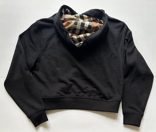 Burberry Talley Logo Checked Sweatshirt with Hoodie Black L 8084391 NWT $760