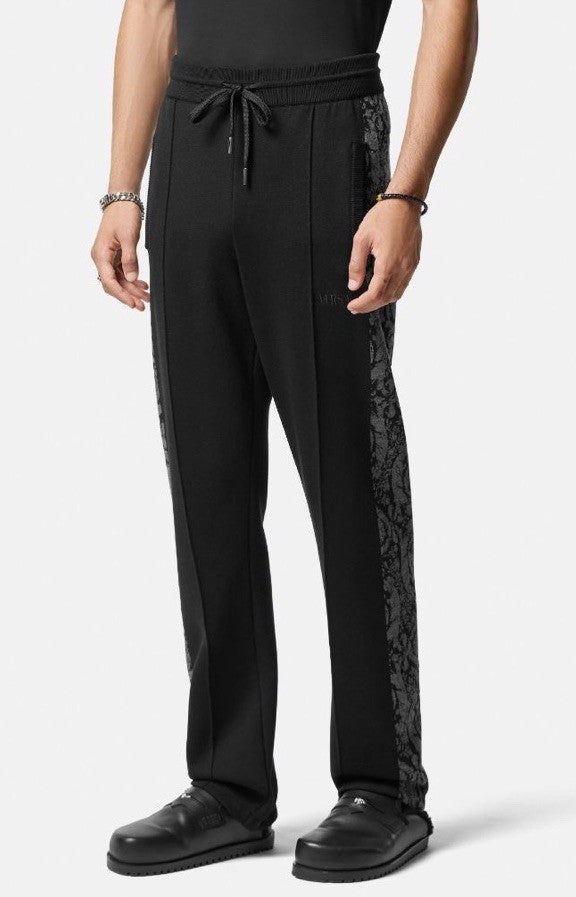 Versace Knit Barocco Jacquard Black Wool/Silk Pants M (48) 1013253 IT NWT $1525