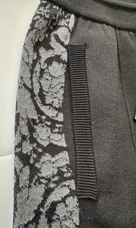 Versace Knit Barocco Jacquard Black Wool/Silk Pants M (48) 1013253 IT NWT $1525