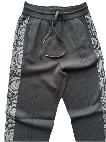Versace Knit Barocco Jacquard Black Wool/Silk Pants M (48) 1013253 IT NWT $1525