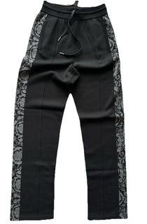 Versace Knit Barocco Jacquard Black Wool/Silk Pants L (50) 1013253 IT NWT $1525