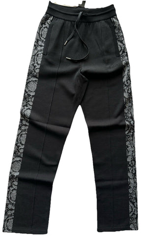 Versace Knit Barocco Jacquard Black Wool/Silk Pants L (50) 1013253 IT NWT $1525