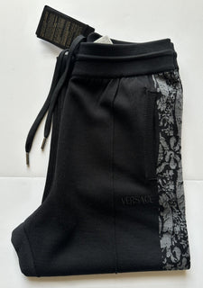 Versace Knit Barocco Jacquard Black Wool/Silk Pants 2XL 54 1013253 IT NWT $1525