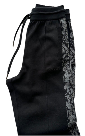 Versace Knit Barocco Jacquard Black Wool/Silk Pants 2XL 54 1013253 IT NWT $1525