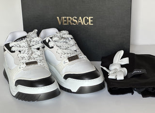 Versace Odissea Men’s Leather White/Black Sneakers 9 US (42 Eu) 1015437 NIB $950