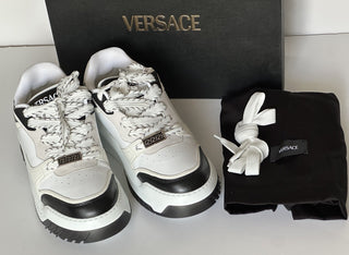 Versace Odissea Mens Leather White/Black Sneakers 9.5 US (42.5) 1015437 NIB $950