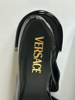Versace Medusa Head Sling Back Patent Leather Black Shoes 6.5 US 1014619 NIB