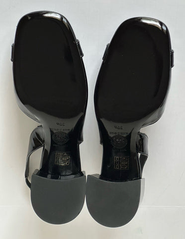 Versace Medusa Head Sling Back Patent Leather Black Shoes 6.5 US 1014619 NIB