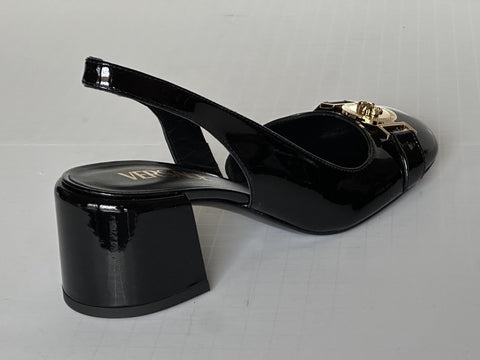 Versace Medusa Head Sling Back Patent Leather Black Shoes 6.5 US 1014619 NIB
