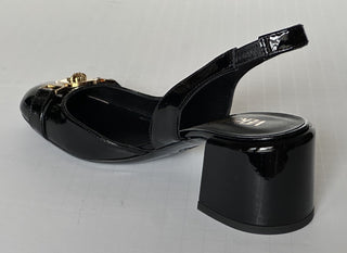 Versace Medusa Head Sling Back Patent Leather Black Shoes 6.5 US 1014619 NIB