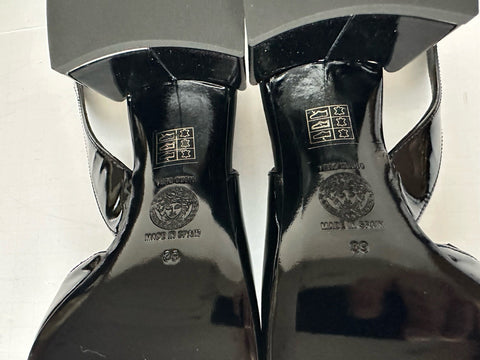 Versace Medusa Head Sling Back Patent Leather Black Shoes 9 US (39) 1014619 NIB
