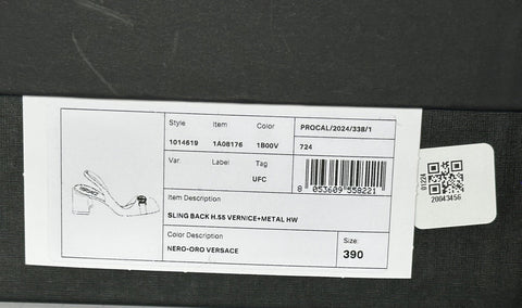 Versace Medusa Head Sling Back Patent Leather Black Shoes 9 US (39) 1014619 NIB