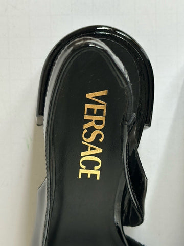 Versace Medusa Head Sling Back Patent Leather Black Shoes 10 US (40) 1014619 NIB