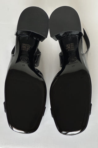 Versace Medusa Head Sling Back Patent Leather Black Shoes 10 US (40) 1014619 NIB