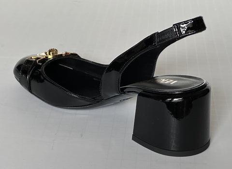 Versace Medusa Head Sling Back Patent Leather Black Shoes 10 US (40) 1014619 NIB
