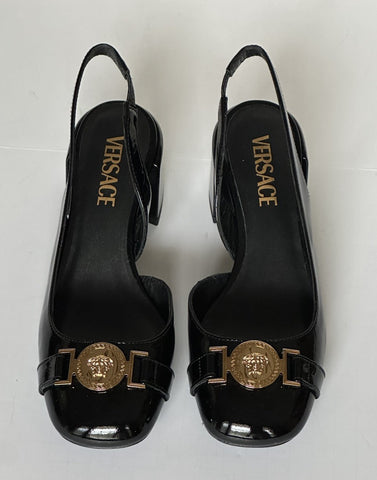Versace Medusa Head Sling Back Patent Leather Black Shoes 10 US (40) 1014619 NIB