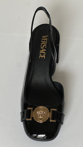 Versace Medusa Head Sling Back Patent Leather Black Shoes 10 US (40) 1014619 NIB
