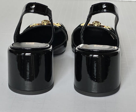 Versace Medusa Head Sling Back Patent Leather Black Shoes 10 US (40) 1014619 NIB
