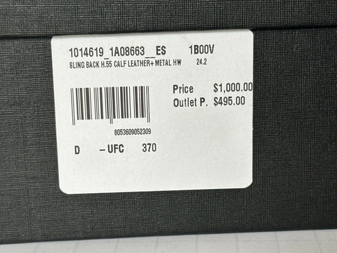 Versace Medusa Head Sling Back Calf Leather Black Shoes 7 US 1014619 NIB $1000