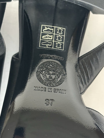 Versace Medusa Head Sling Back Calf Leather Black Shoes 7 US 1014619 NIB $1000