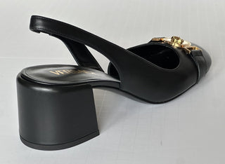 Versace Medusa Head Sling Back Calf Leather Black Shoes 10 US 1014619 NIB $1000