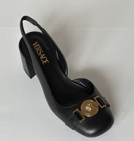 Versace Medusa Head Sling Back Calf Leather Black Shoes 10 US 1014619 NIB $1000