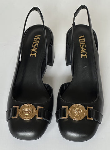 Versace Medusa Head Sling Back Leather Black Shoes 10.5 US 1014619 NIB $1000
