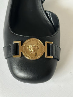 Versace Medusa Head Sling Back Calf Leather Black Shoes 10 US 1014619 NIB $1000