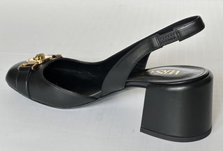 Versace Medusa Head Sling Back Calf Leather Black Shoes 10 US 1014619 NIB $1000