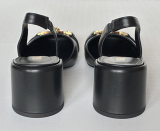 Versace Medusa Head Sling Back Calf Leather Black Shoes 10 US 1014619 NIB $1000