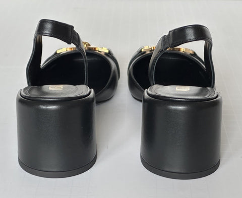 Versace Medusa Head Sling Back Leather Black Shoes 10.5 US 1014619 NIB $1000