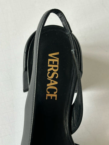 Versace Medusa Head Sling Back Calf Leather Black Shoes 7 US 1014619 NIB $1000