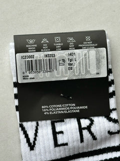 Versace Logo Socks White/Black Size L Made in Italy ICZD002 NWT