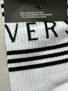 Versace Logo Socks White/Black Size L Made in Italy ICZD002 NWT