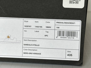 Versace Medusa Black Leather Slides Sandals 10.5 US (43.5 Euro) 1020767 NIB