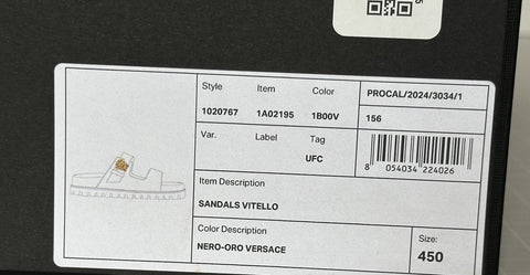 Versace Medusa Black Leather Slides Sandals 12 US (45 Euro) 1020767 NIB $700