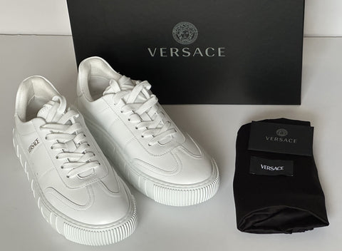 Versace Men's White Leather Sneakers 11 US (44 Euro) Italy 1015600 NWT