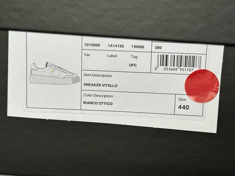 Versace Men's White Leather Sneakers 11 US (44 Euro) Italy 1015600 NWT