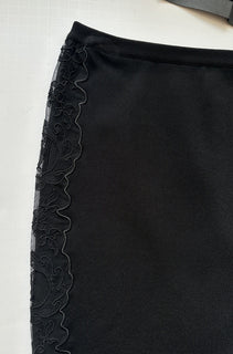 Versace Barocco Lace Knit Midi Skirt Black 42 Euro Italy 1013407 NWT