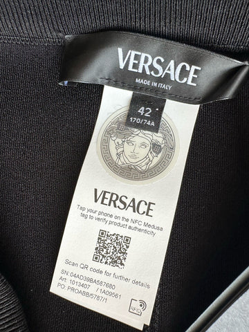 Versace Barocco Lace Knit Midi Skirt Black 42 Euro Italy 1013407 NWT