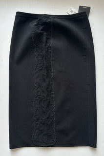Versace Barocco Lace Knit Midi Skirt Black 44 Euro Italy 1013407 NWT