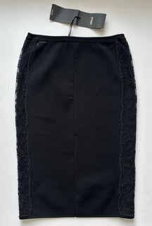 Versace Barocco Lace Knit Midi Skirt Black 44 Euro Italy 1013407 NWT