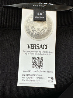 Versace Barocco Lace Knit Midi Skirt Black 44 Euro Italy 1013407 NWT