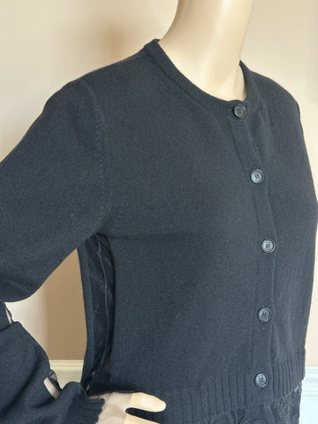 Versace Women's Barocco Lace Cashmere Cardigan Black 40 Euro Italy 1013478 NWT