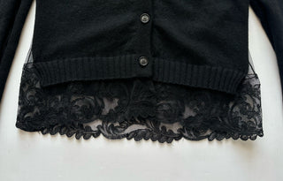 Versace Women's Barocco Lace Cashmere Cardigan Black 42 Euro Italy 1013478 NWT
