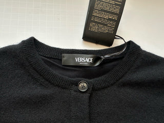 Versace Women's Barocco Lace Cashmere Cardigan Black 42 Euro Italy 1013478 NWT