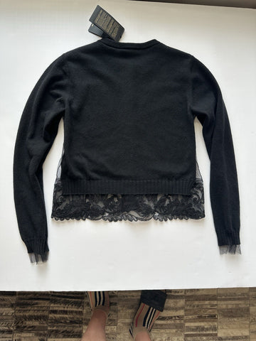 Versace Women's Barocco Lace Cashmere Cardigan Black 42 Euro Italy 1013478 NWT