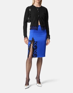 Versace Women's Barocco Lace Cashmere Cardigan Black 42 Euro Italy 1013478 NWT