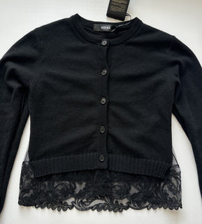 Versace Women's Barocco Lace Cashmere Cardigan Black 44 Euro Italy 1013478 NWT