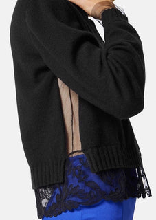 Versace Women's Barocco Lace Cashmere Cardigan Black 44 Euro Italy 1013478 NWT
